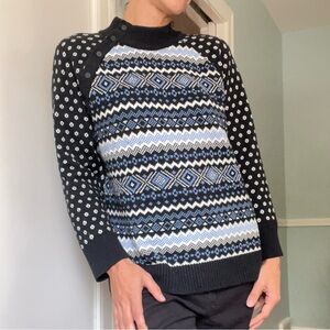 Talbots Black and Blue Patterned Sweater